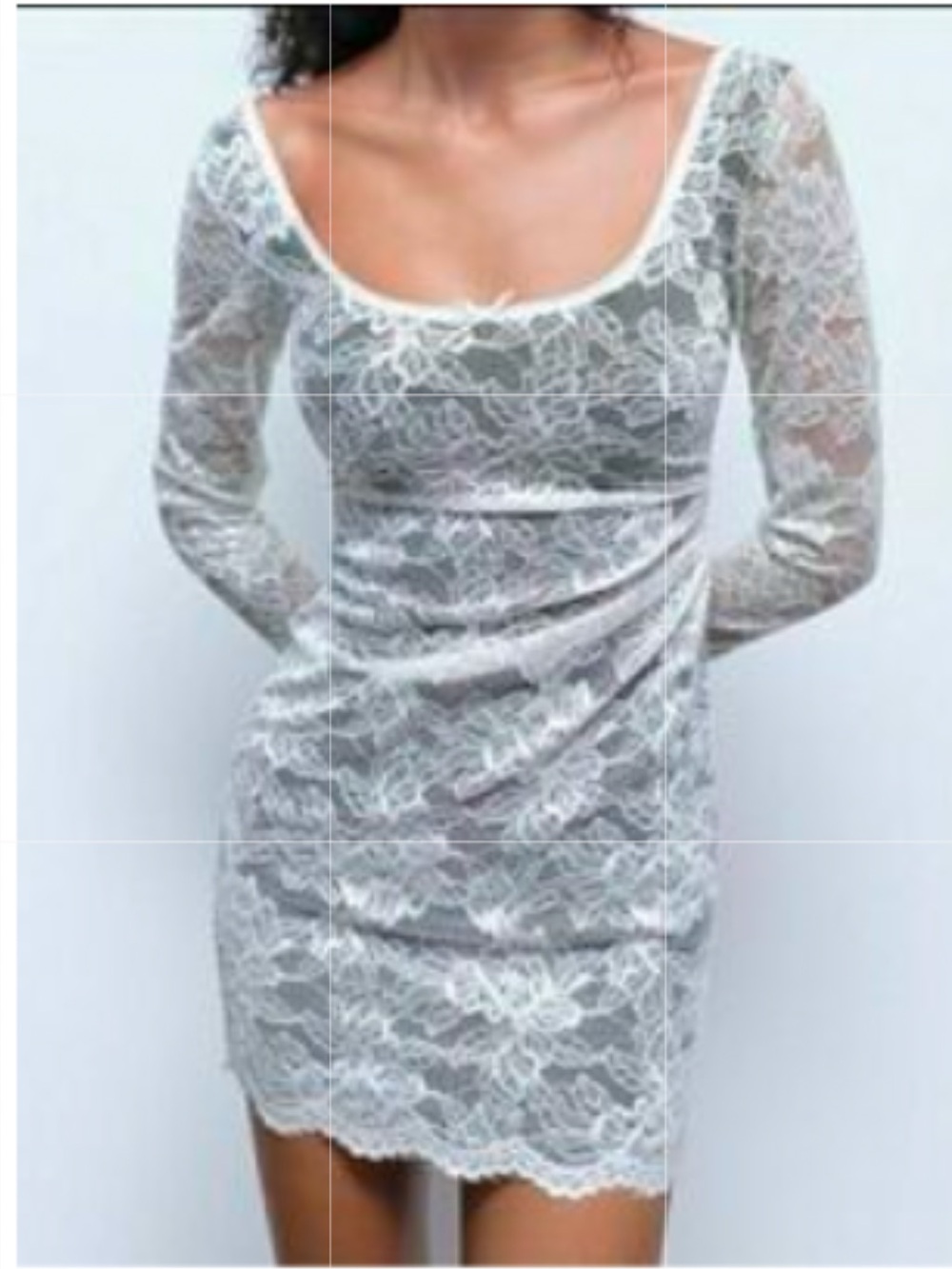 Zara White/Black Sexy Lace Long Sleeve Mini Bodycon Party Dress Sz S NEW!